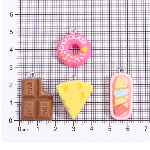 DIY Simulation Food Resin Pendants For Jewelry Making Colorful Donut Chocolate Cheese Macaron Charms Keychain Accessories