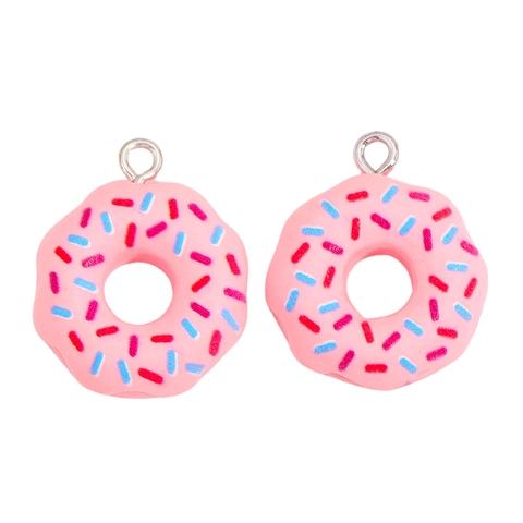 Sweet Zinc Alloy Donut Pendants For DIY Jewelry Making Colorful Food Shaped Heart Charms For Bag Keychain Accessories