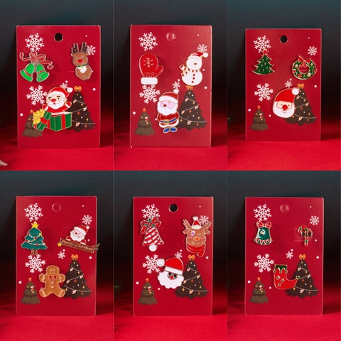 Weihnachten Emaille Brosche Legierung Weihnachtsmann Rentier Weihnachtsbaum Schneemann Pins Festlicher Schmuck Geschenk Damen