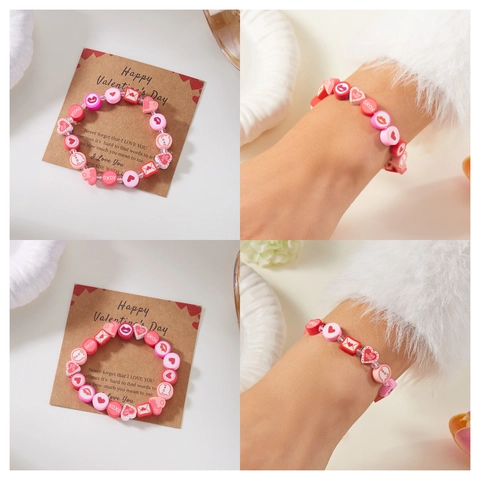 Valentijnsdag Polymeerklei Kralen Hart Armband Vrouwen Schattig XOXO Liefdesbrief Envelop Patroon Handgemaakte Sieraden Cadeau