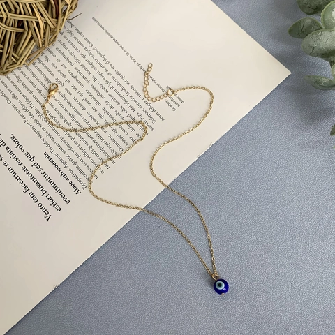 Evil Eye Anhänger Halskette Glas Glücksschutz Nazar Perle Goldfarbene Legierung O-Kette Minimalistischer Schmuck