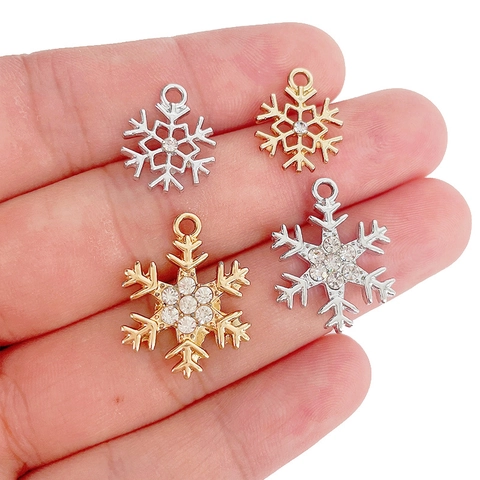 Eleganter Legierung Schneeflocke Anhänger DIY Schmuckherstellung Strass Eingelegte Künstliche Perle Zubehör Für Damen Weihnachtsgeschenk
