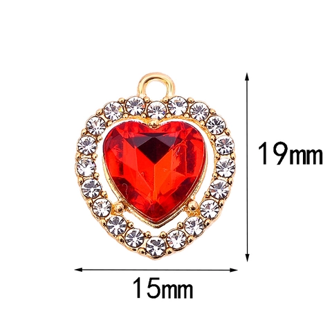Pendentif en Alliage en Forme de Cœur avec Strass pour Accessoires de Création de Bijoux DIY Cœur en Cristal