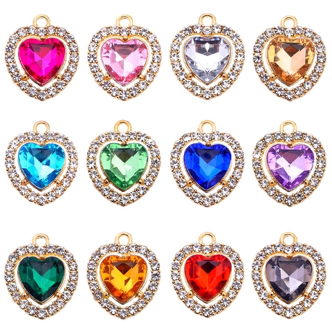Pendentif en Alliage en Forme de Cœur avec Strass pour Accessoires de Création de Bijoux DIY Cœur en Cristal