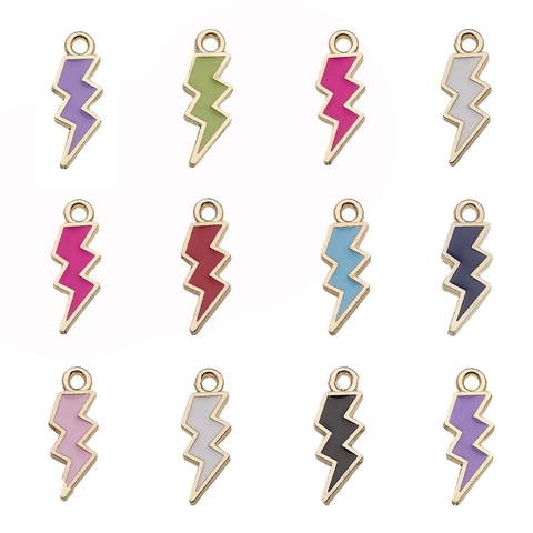 Enamel Alloy Lightning Bolt Charms For DIY Jewelry Making Colorful Lightning Pendants For Earrings Bracelets Necklace Accessories