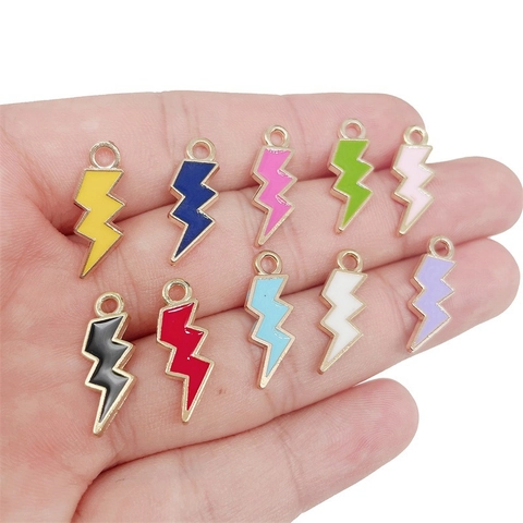 Enamel Alloy Lightning Bolt Charms For DIY Jewelry Making Colorful Lightning Pendants For Earrings Bracelets Necklace Accessories