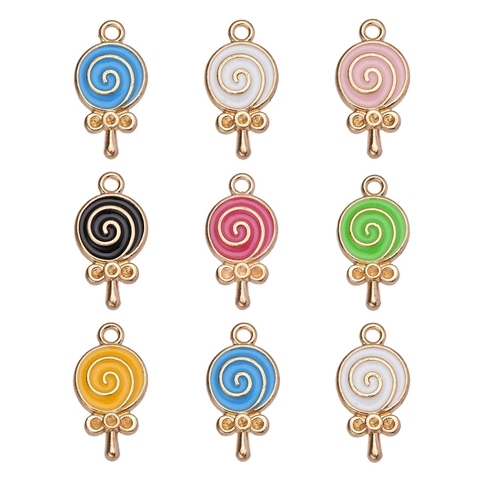 Lollipop Charms Alloy Candy Enamel DIY Jewelry Accessories For Earrings Necklaces Bracelet Making Women Girls Colorful Pendants