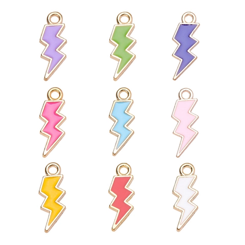 DIY Handmade Enamel Lightning Bolt Pendant Alloy Charms For Jewelry Making Earrings Bracelet Necklace Craft Accessory