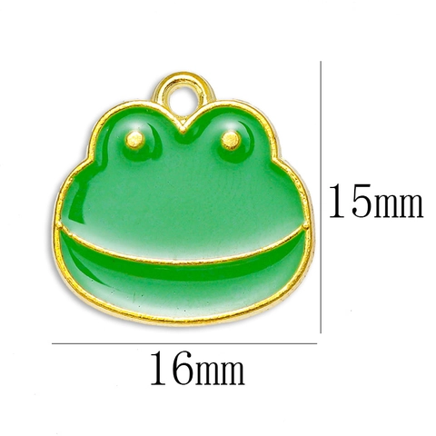 Cartoon Frog Enamel Charms Green Gold Alloy Smiling Frog Prince Pendants DIY Jewelry Accessories For Earrings Bracelets Necklaces