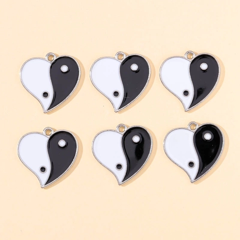 Alloy Enamel Tai Chi Yin Yang Heart Fish Pendants For DIY Jewelry Making Necklace Bracelet Accessories Jewelry Finding