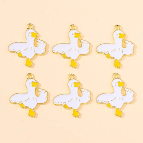 Funny Cartoon Duck Enamel Pendant DIY Alloy Charm For Bracelet Necklace Keychain Making Funny Duckling Drip Oil Jewelry Accessory