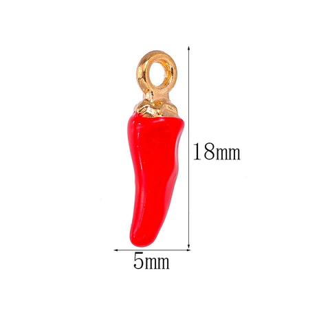 Creative 3D Red Chili Pepper Alloy Pendant DIY Drip Oil Jewelry Findings For Necklace Keychain Accessories