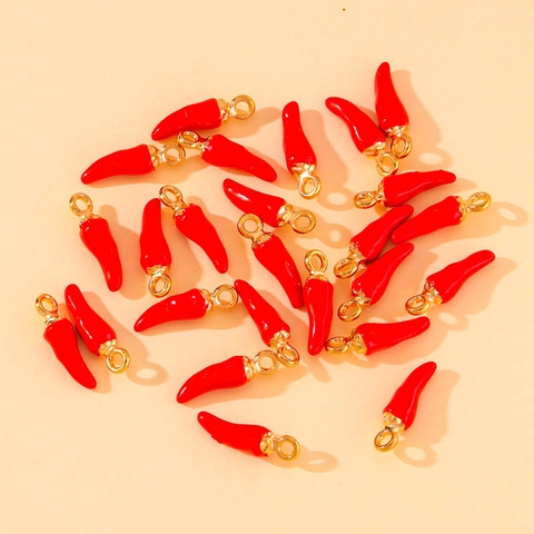 Creative 3D Red Chili Pepper Alloy Pendant DIY Drip Oil Jewelry Findings For Necklace Keychain Accessories