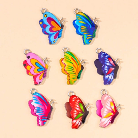 Kleurrijke Vlinder Legering Emaille Hangers Voor DIY Sieraden Maken Kettingen Armbanden Veelkleurige Insecten Charms
