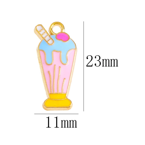 DIY Jewelry Accessories Alloy Enamel Ice Cream Milkshake Cup Pendants For Bracelet Necklace Keychain Making Cute Drink Charms