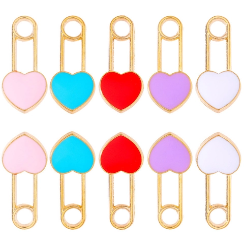 Herz Büroklammer Anhänger Charms Legierung Emaille DIY Schmuck Zubehör Für Armband Schlüsselanhänger Süßer Koreanischer Stil Damen