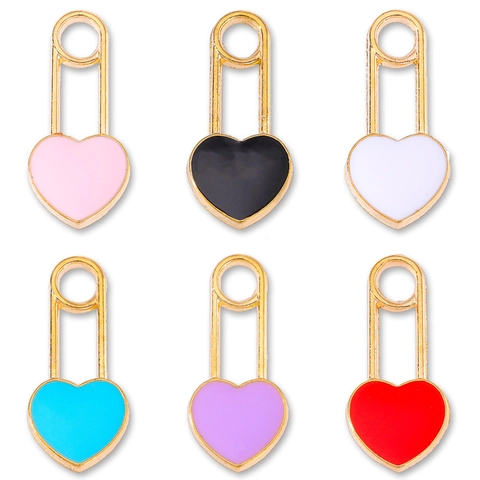 Herz Büroklammer Anhänger Charms Legierung Emaille DIY Schmuck Zubehör Für Armband Schlüsselanhänger Süßer Koreanischer Stil Damen