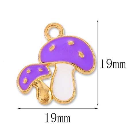 Colgantes de Esmalte de Aleación de Champiñón de Dibujos Animados Chapados en Oro DIY Charms para Pulsera Collar Llavero Joyería