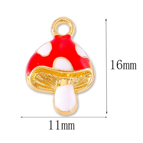 Cartoon Mushroom Alloy Enamel Pendants DIY Jewelry Making Charms For Earrings Necklace Bracelet Crafting Women Accessory