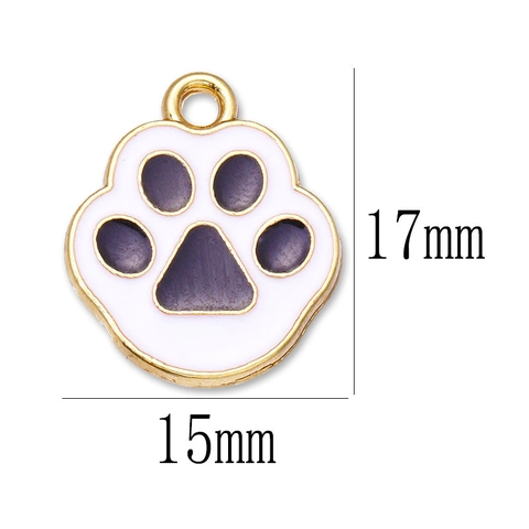 Alloy Cat Paw Pendant Enamel Drip Oil Animal Footprint Gold Plated Charm DIY Earring Bracelet Necklace Jewelry Accessory