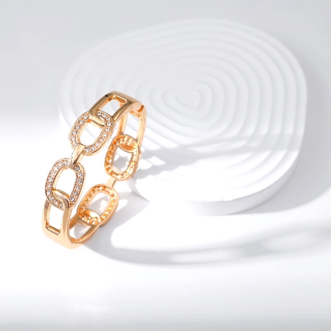 Minimalist Alloy Zirconia Chain Link Open Bangle Gold Silver Plated Elegant Fashion Bracelet For Women Party Daily Jewelry Gift