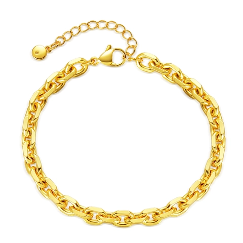 Bracciale Francese con Maglie Intrecciate in Rame Placcato Oro 18K Minimalista Bracciale a Catena Cava per Donna Gioielli di Moda