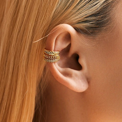 Σετ Σκουλαρίκια Ear Cuffs από Επιχρυσωμένο Χαλκό για Γυναίκες Χωρίς Τρύπα Ζιργκόν Πεταλούδα Τεχνητό Μαργαριτάρι Πολυεπίπεδα Κοσμήματα Μόδας Σκουλαρίκια Clip
