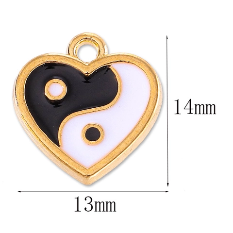 Heart Yin Yang Tai Chi Enamel Alloy Pendant Charm DIY Jewelry Making Accessories For Necklace Earring Bracelet Handcrafted Accessory