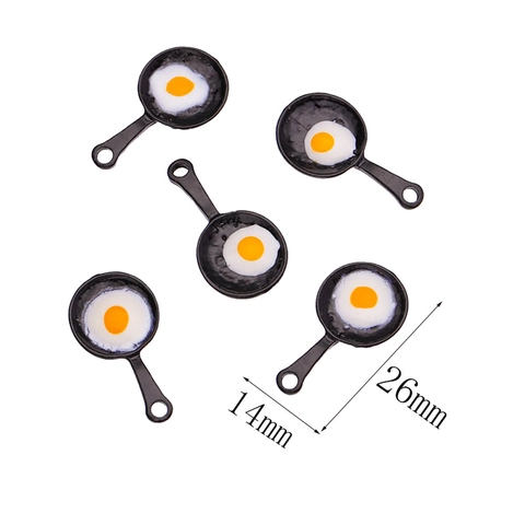 Funny Miniature Frying Pan Fried Egg Alloy Drip Oil Pendant For DIY Jewelry Making Bracelet Necklace Keychain Accessories
