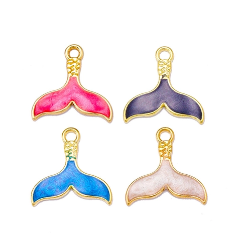 Cartoon Colorful Fish Tail Pendant Alloy Enamel Mermaid Whale Tail DIY Jewelry Accessories For Earrings Necklace Bracelet
