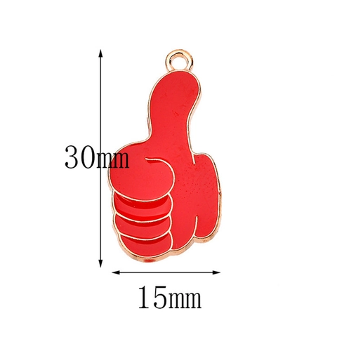Alloy Red Enamel Thumbs Up Gesture Charms DIY Jewelry Making Accessories Golden Metal Hand Sign Pendants For Earring Necklace