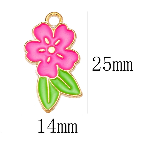 Alloy Cherry Blossom Flower Pendants Drip Oil Enamel Sakura Charms For DIY Necklace Bracelet Jewelry Making Handmade Accessories