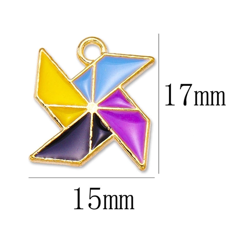 Creative Colorful Windmill Alloy Enamel Pendant DIY Jewelry Accessories For Necklace Bracelet Earrings Making