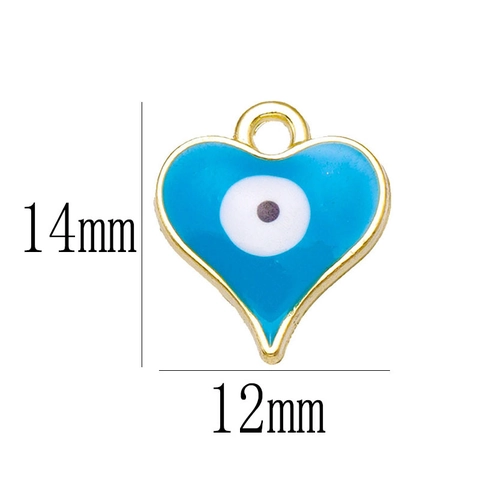 Colgante Corazón Mal de Ojo Turco de Aleación Esmaltada para DIY Collar Pulsera Dijes Esmaltados de Doble Cara para Joyería de Mujer