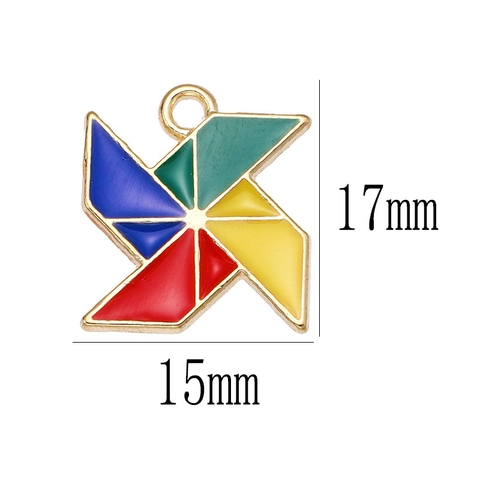 Cartoon Enamel Windmill Alloy Pendant For DIY Jewelry Making Colorful Rotating Windmill Charms Children Accessories