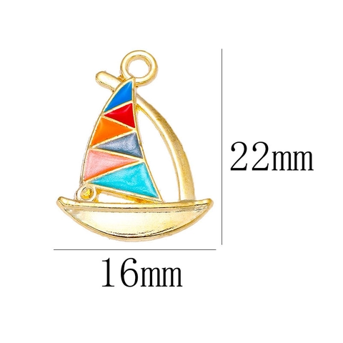Mode Legering Zeilboot Emaille Druppelolie Hangers Voor DIY Armband Ketting Sleutelhanger Sieraden Maken Accessoires Voor Dames