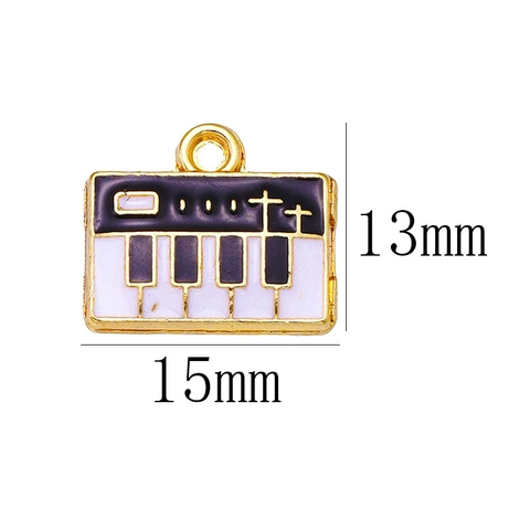 Cartoon Enamel Alloy Piano Keyboard Pendants Miniature Musical Instrument Charms For DIY Jewelry Making Earring Necklace Accessories