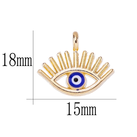Vintage Alloy Evil Eye Pendant Gold Plated Enamel Eye Eyelash Design For DIY Earring Jewelry Making Accessories For Women