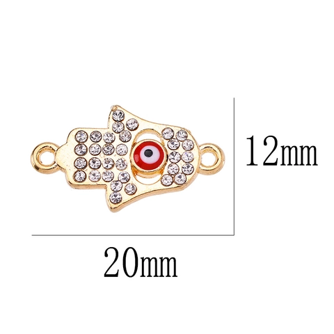 Alloy Rhinestone Hamsa Hand Evil Eye Connector Charms For DIY Jewelry Making Bracelet Necklace Double Loop Pendant Components