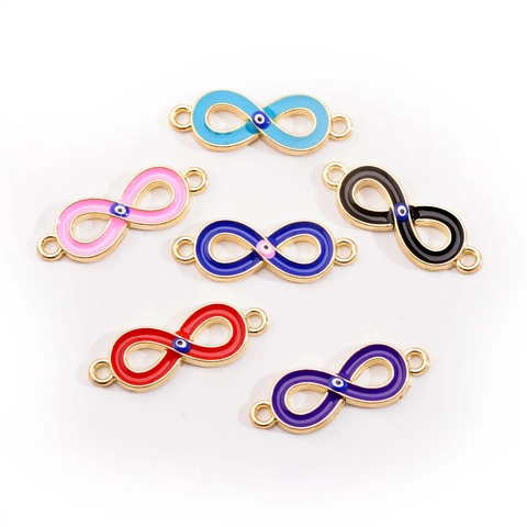Alloy Enamel Evil Eye Infinity Symbol Connectors For DIY Bracelet Necklace Making Handmade Jewelry Accessory Pendants