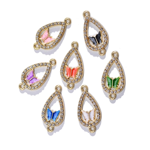 Colgante de Mariposa de Aleación de Diamantes de Imitación Conector para Joyería DIY Collar Pulsera Mujer Niña Accesorios Dulces