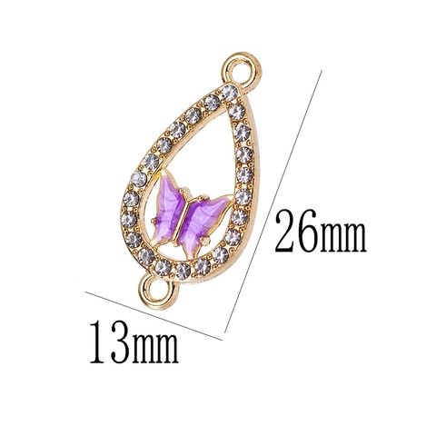 Colgante de Mariposa de Aleación de Diamantes de Imitación Conector para Joyería DIY Collar Pulsera Mujer Niña Accesorios Dulces