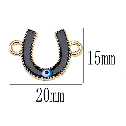 Evil Eye Horseshoe U-Shaped Pendant Alloy Enamel DIY Jewelry Connector For Bracelet Necklace Making Fashion Handmade Accessory