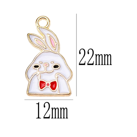 Cute Cartoon Rabbit Bunny Alloy Enamel Pendants For Jewelry Making Animal Carrot Bowtie Charms For Earrings Necklaces Accessories