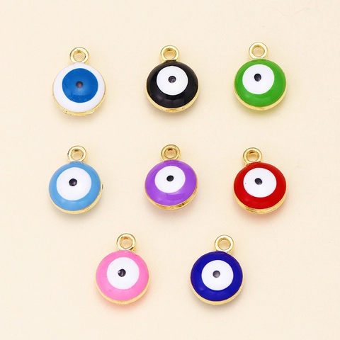 Malocchio Lega Pendenti Tondo Smalto Ciondoli Per DIY Bracciale Collana Creazione Gioielli Componenti Accessorio Artigianale