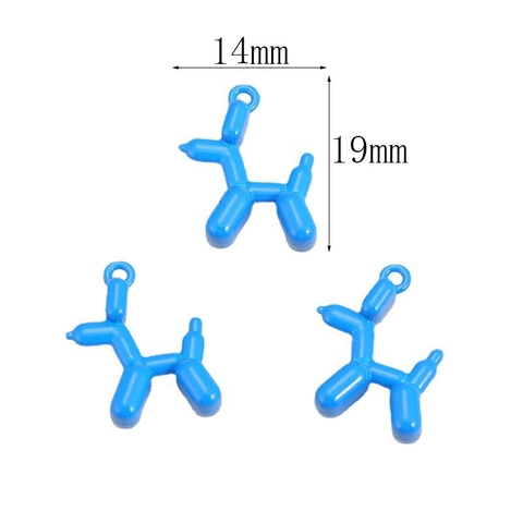 Alloy Resin Cartoon Balloon Dog Charms For DIY Jewelry Making Keychain Bag Pendant Candy Color Animal Accessories