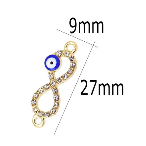 Unendlichkeit Böser Blick Anhänger Strass Legierung Verbinder Für DIY Armband Halskette Herstellung Gold Vergoldet Schmuck