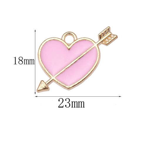Alloy Enamel Heart Cupid's Arrow Pendant For DIY Jewelry Making Charms Gold Plated Drip Oil Heart Hanging Decor Valentine Gift Women