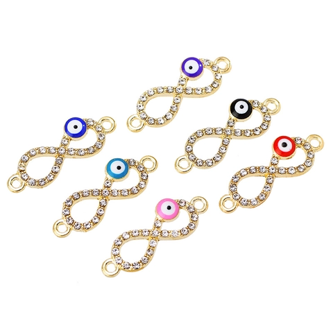 Unendlichkeit Böser Blick Anhänger Strass Legierung Verbinder Für DIY Armband Halskette Herstellung Gold Vergoldet Schmuck