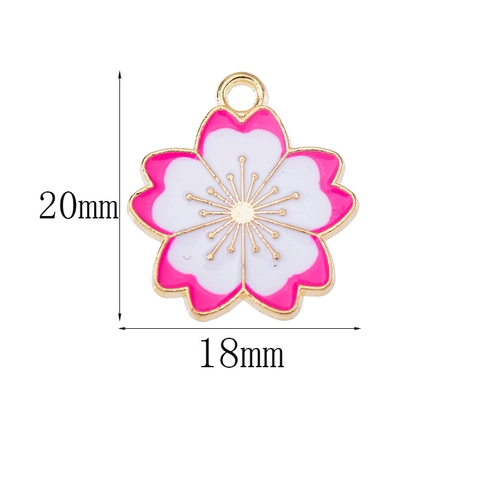 Alloy Enamel Sakura Flower Pendants DIY Drip Oil Cherry Blossom Charms For Jewelry Making Earrings Bracelet Accessories